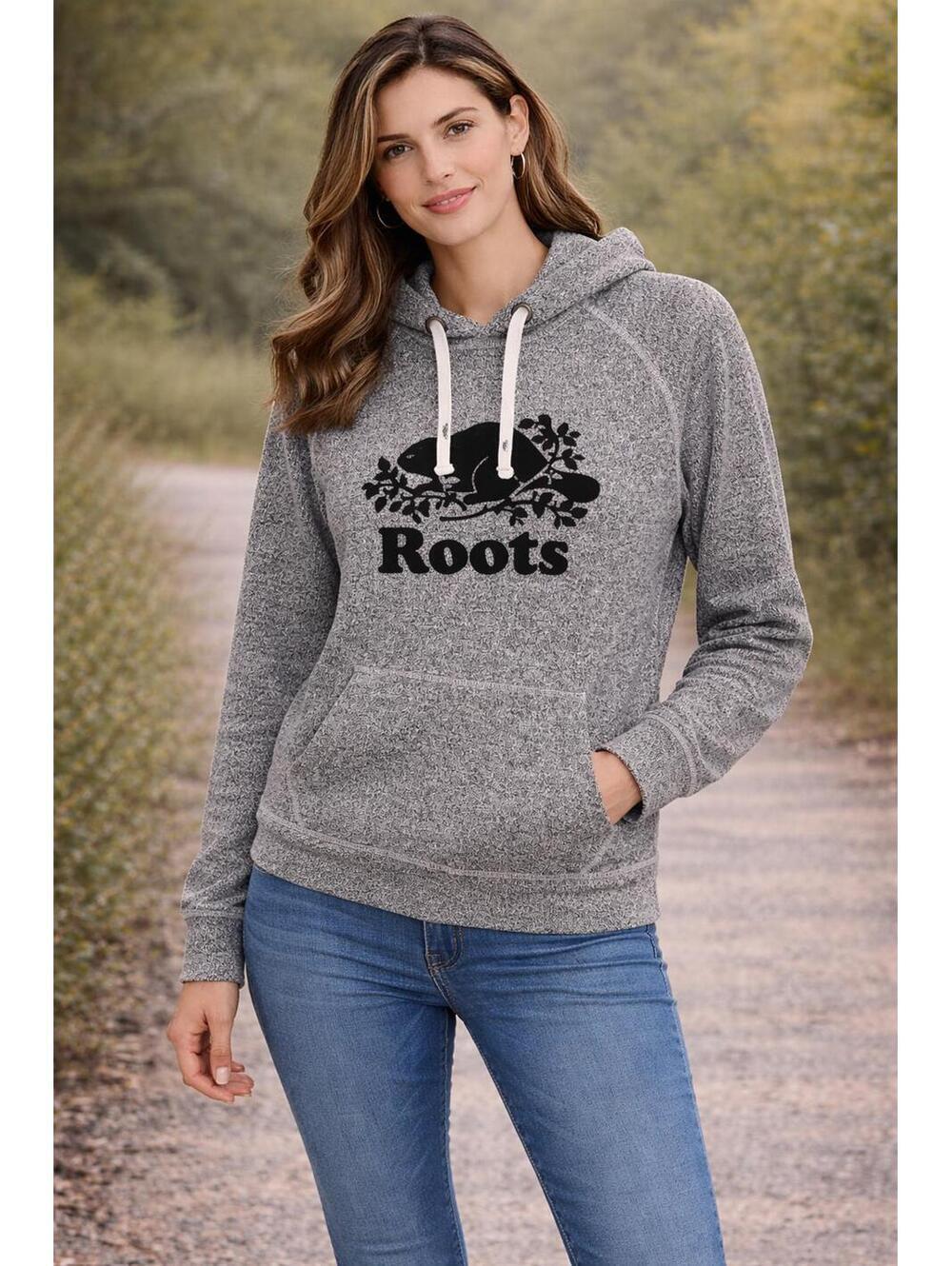 Roots Canada Hoodie Small Black White Salt Pepper